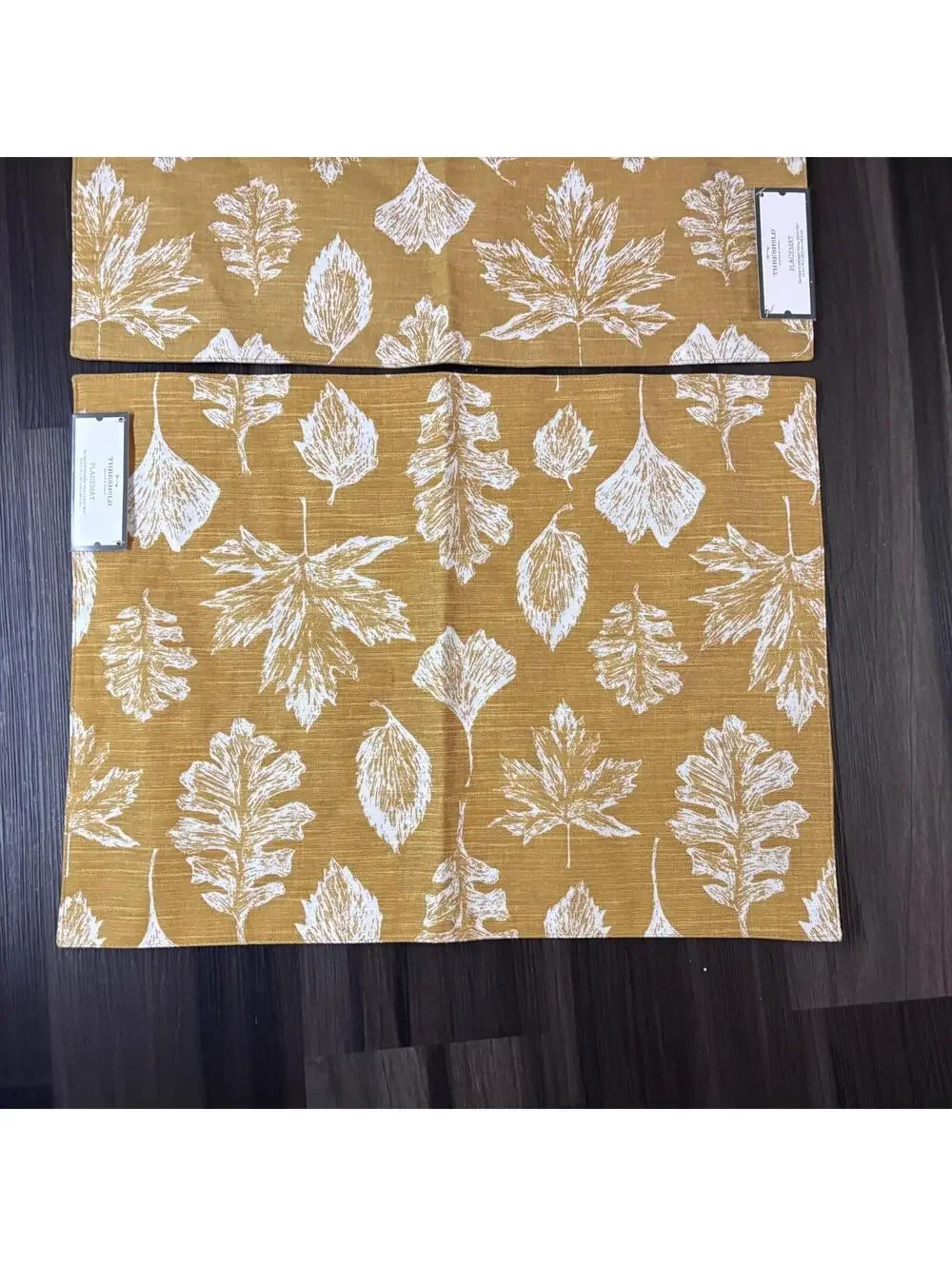 Target Threshold Gold Leaf Placemats Mustard Yellow Set of 2
